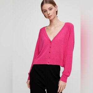 Aritzia Babaton Pink Light Weight Button Front Cardigan
